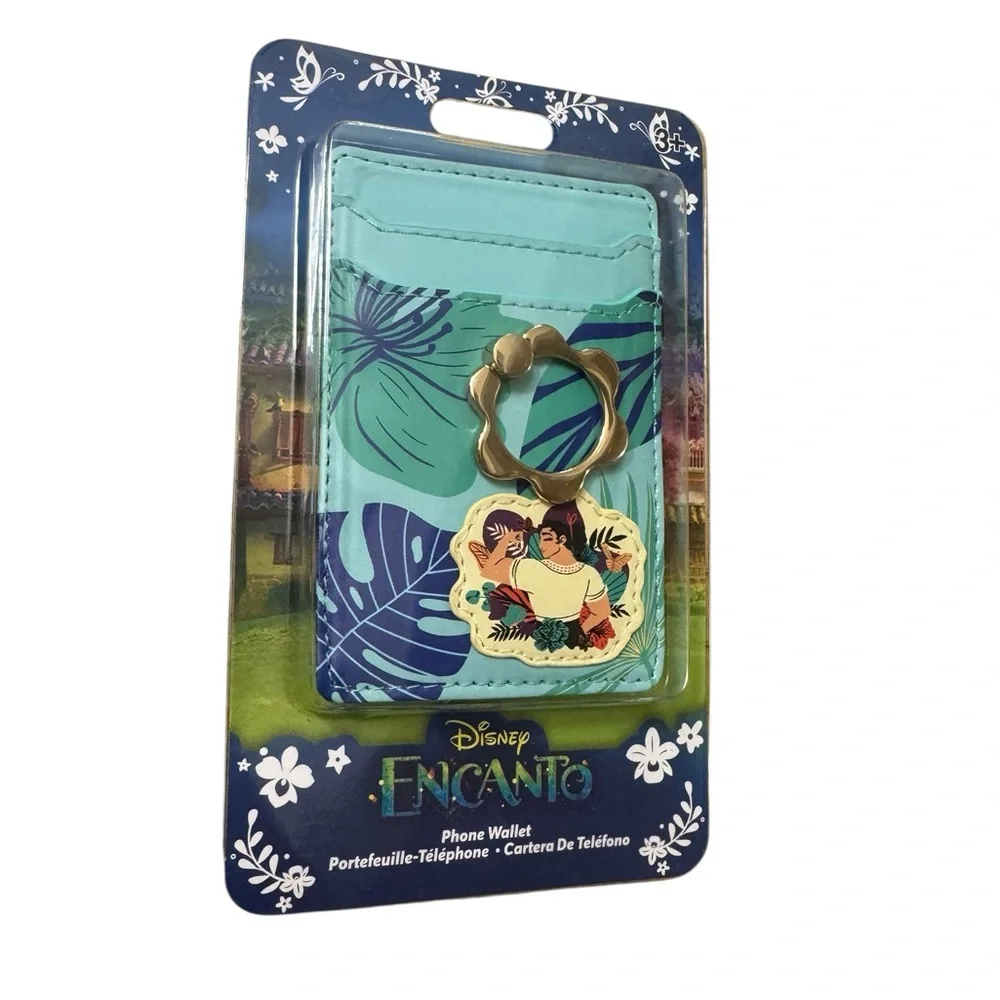 Disney Encanto Teal & Navy Card Phone Wallet with Character Charm and Ring